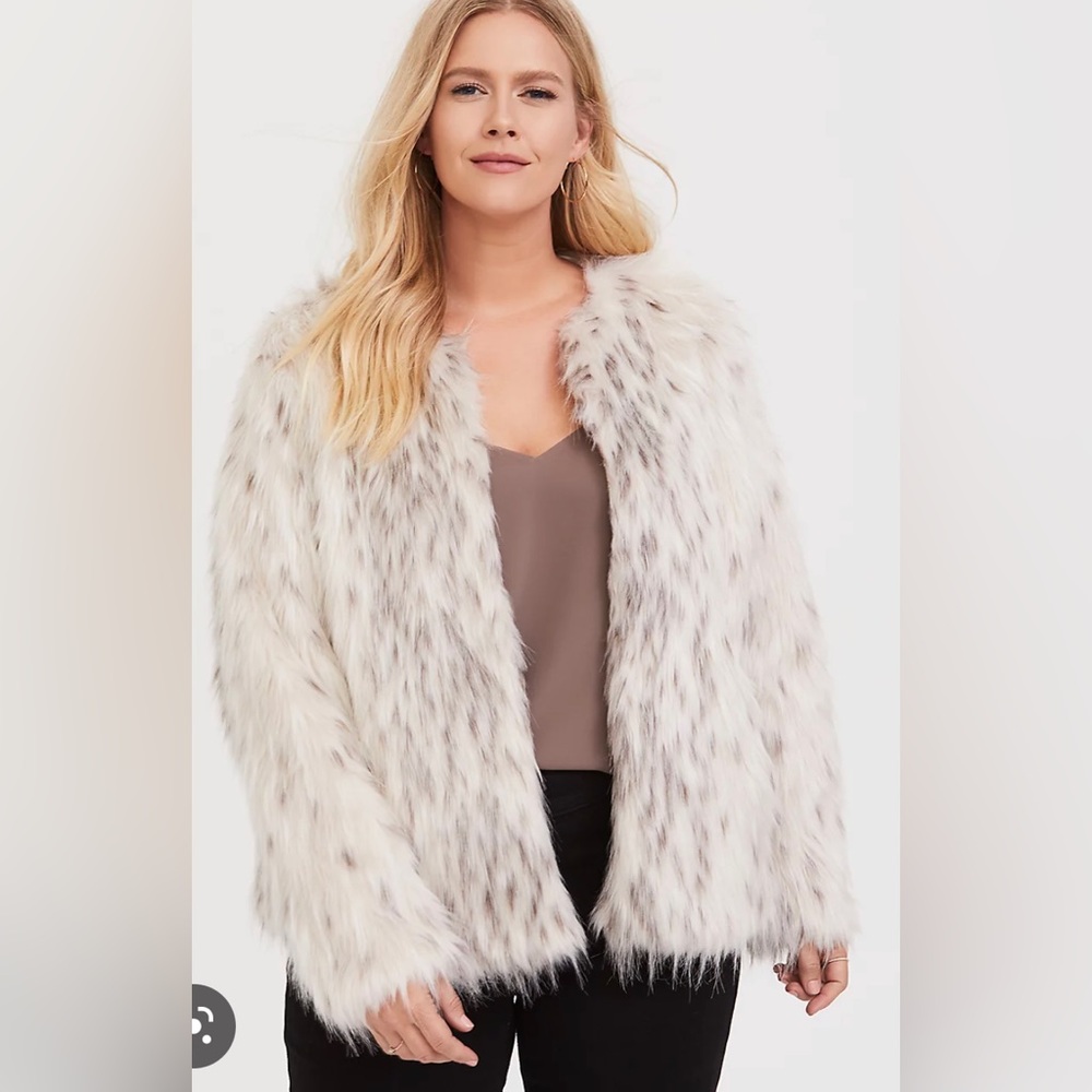 Torrid crop faux fur jacket
